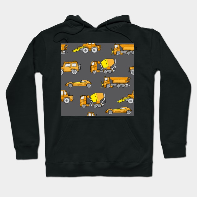 Vehicles orange on gray Hoodie by kobyakov